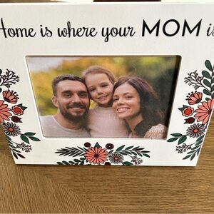 Floral Picture Frame - White with Pink and Green Accents